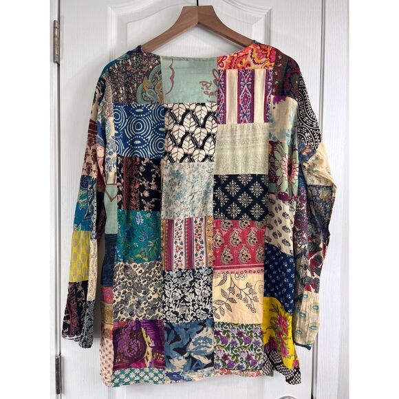 Gypsy Made From The Earth Women's Boho Patchwork Long Sleeve Top Size M - Picture 3 of 11